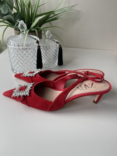Zara red suede slingback