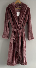 John Lewis Ladies Dressing Gown Fleece  with Hood Pink Size Small