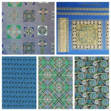 Blue Celtic Range Fabric Gold