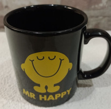 Vtg Mr Men Mr Happy Black Mug 1995 Mrs Roger Hargreaves Staffordshire England
