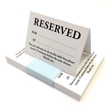 Table Reserved Reservation Cards for Restaurants Hotels Bed & Breakfast Pubs
