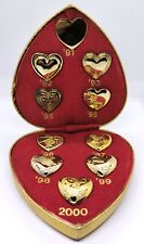 10 x Vintage Variety Club Gold Heart Pin Badges 1991-2000, in original box