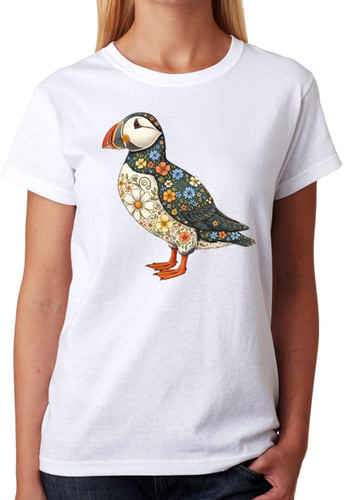 Floral puffin bird artwork - floral,