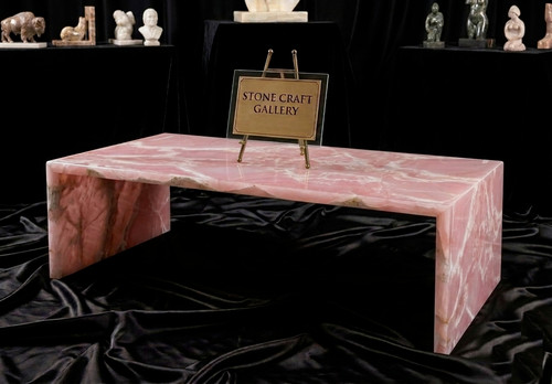 Natural pink onyx coffee table - onyx,