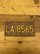 Vintage Minnesota 1955 - 10,000 Lakes - US Car License Plate LA 8565