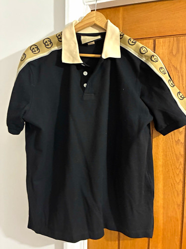 Gucci men black polo shirt - polo,