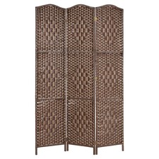3 Panel Brown Solid Weave Wicker Folding Room Divider Separator/Privacy #362