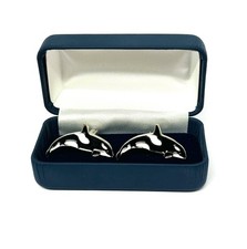 Orca killer whale cufflinks in