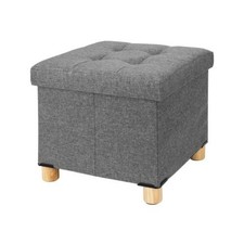 Storage Footstool Folding Grey Ottoman Cube Box Foot Rest Collapsible 38x38x35cm