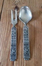 Pewter Fork & Spoon, Set by Konge-Tinn with Heilag Og Hans Menn