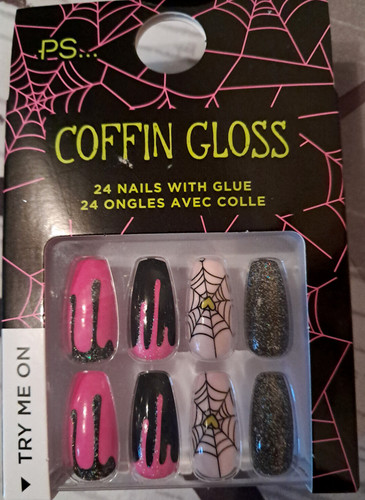 Halloween false nails - halloween, coffin