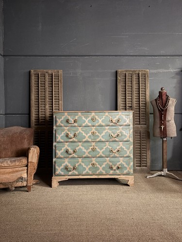 Painted antique french chest - painted,