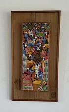 Haitian Folk Art Painting on Canvas. Blanchard JN Baptiste Signed