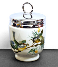 Vintage Royal Worcester King Size Porcelain Egg Coddler with Birds Design
