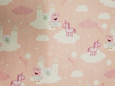 Peppa Pig fabric UK 100% cotton material castle and unicorn colourful