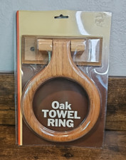 Vintage Brand New Solid Oak Wooden Bathroom Towel Ring Wall Holder | Honey