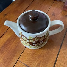 VINTAGE 1950s Sadler England Autumn Leaves Teapot Brown RETRO