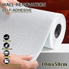 10M Thicken Self-Adhesive Thermal Insulation Linen Wallpaper Plain Wall Sticker