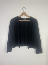 Hobbs Black Sequin Wool Alpaca Blend Open Cardigan - Sz Small S