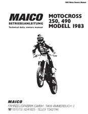 Maico motocross 250, 490 modell 1983 Technical data, owners manual
