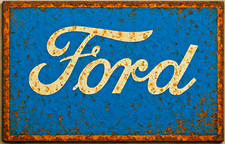 Metal Sign Ford logo old Rusted Look Garage Man Cave Bar Classic Workshop