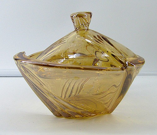Vintage glass lidded butter - lidded,