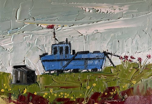 Original boat oil painting - boat, by