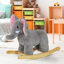 Baby Kids Plush Toy Rocking Horse Elephant Sheep Style Ride on Rocker w/ Songs
