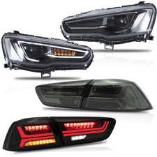VLAND LED Headlights+Smoked Tail Lights For 2008-2020  Lancer Sequential