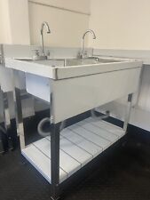 Commercial Kitchen  Double Bowl Catering Sink 1200x600mm Free Delivery Free Taps