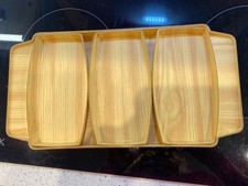  Caleppio snack trays Pine, faux wood, serving, 1970s retro vintage