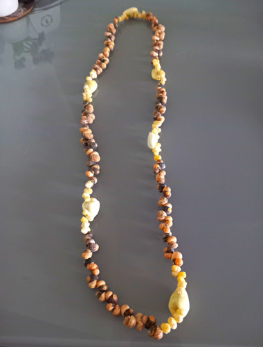 Beaded shell chip necklace - shell,