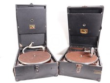 2 x Vintage HMV Portable Gramophones. One Working, One Spares.