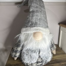 New metal free standing grey plush gonk Christmas room decor 50cm tall 