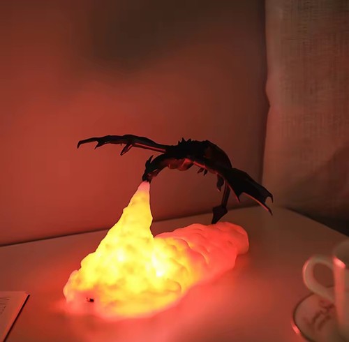 Printed fire dragon lamp - 3d,