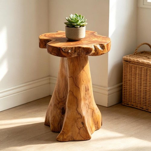 Rustic teak tree stump - teak,