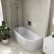 J Shaped Shower Bath Left Hand