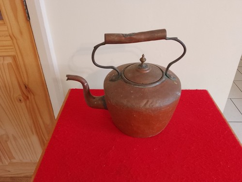 Large antique copper kettle - antique,