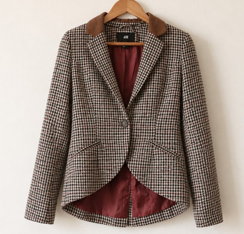 Wool blend tweed blazer - wool,