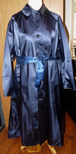 rare Gekko London rubber & satin mackintosh raincoat shiny blue black rubber 698