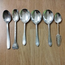 6 Vintage small spoons mixed set 12cm to 14cm 