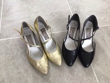 2 Pairs Of Freed Ballroom Dance Shoes Size 6.5 In Gold And Black.