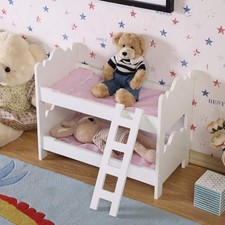 18 Inch Doll Bunk Bed Baby Dolls Cot Bed with Bedding Wooden Furniture Best Gift