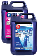 No Rinse Blue and Pink Rinse Chemical Toilet Fluid, Twin Pack- 10 Litres