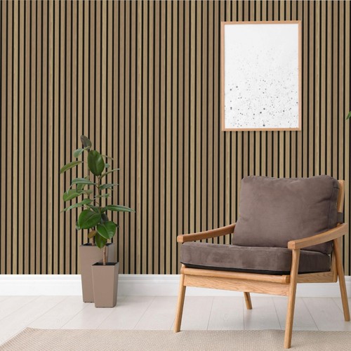 Natural oak acoustic slat wall - slat,