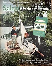 1966 Salem Menthol Cigarettes PRINT AD Springtime Fresh Couple Lake Daysailer