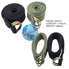 38mm wide D-Ring Belt Waist Men Women Cotton Canvas Webbing Yoga strap 130cmLong