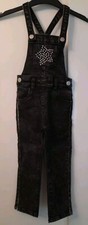 New Matalan Star Studded/Sequined Distressed Black Girls Dungarees Age 2-3 Years