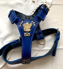 M & D Beautiful Blue Staffy Leather Harness Large Pre-owned - 100% CHARITY
