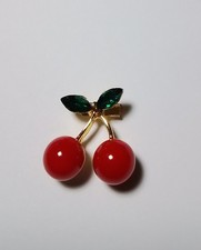 Red Cherry Brooch Pin  with